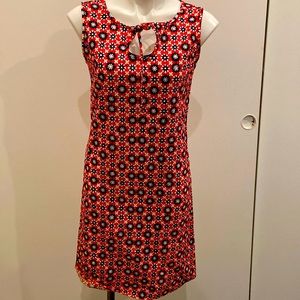 Vintage red, white and, blue keyhole neckline dress